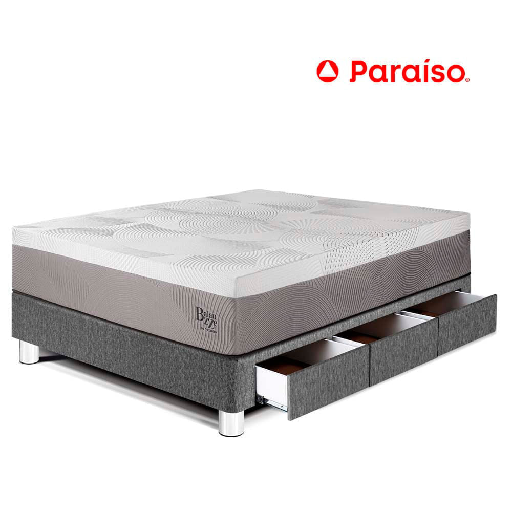Cama con Cajones Balanzze 1.5 Plazas Gris Bipanel