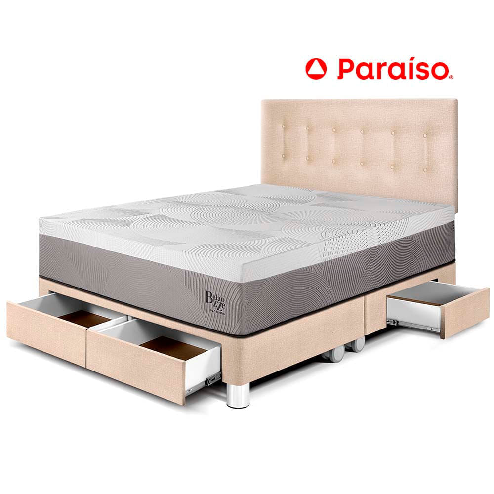 Dormitorio con Cajones Balanzze Queen Champ Bipanel