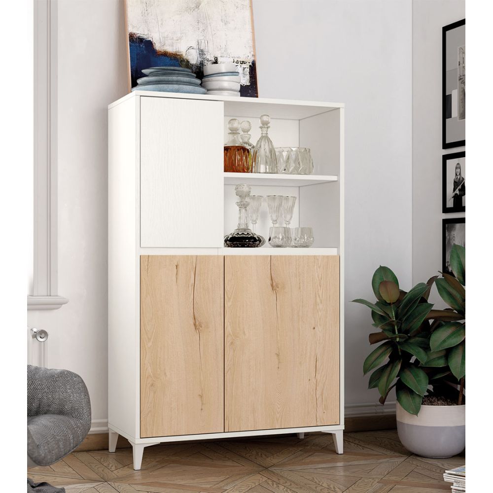 Vitrina Alta Kiara color Blanco/Duna TU MESITA
