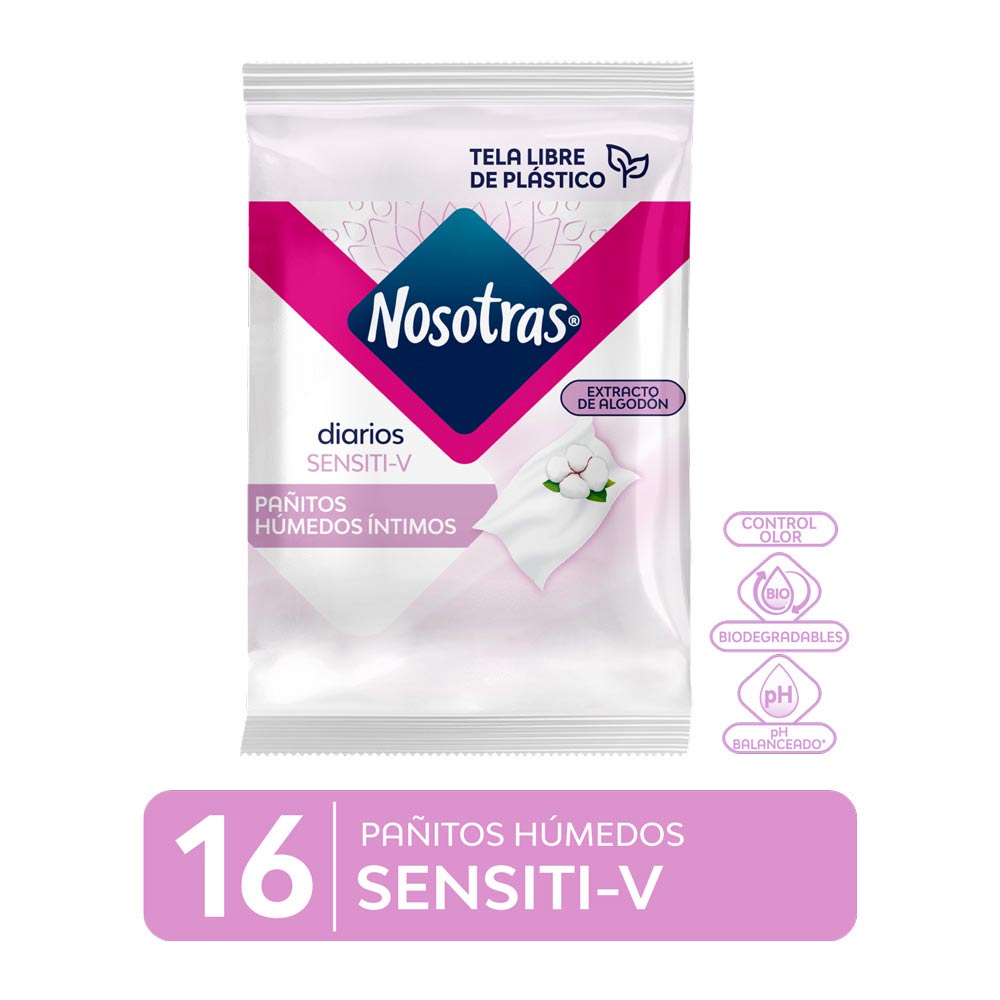 Pañitos Húmedos Íntimos Nosotras Sensiti-V - Bolsa 16 UN