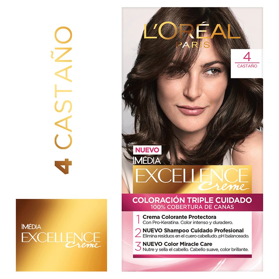 Tinte para Cabello Excellence #4 Castaño - Kit 1 UN