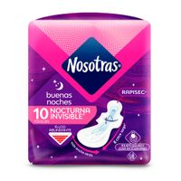 Toalla Higiénica Nosotras Rapisec Buenas Noches Invisible - Bolsa 10 UN