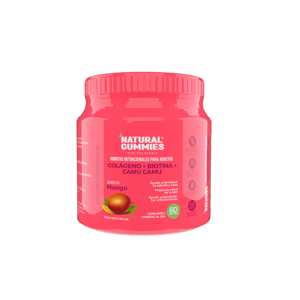 Colágeno + Biotina + Camu Camu Natural Gummies Sabor Mango