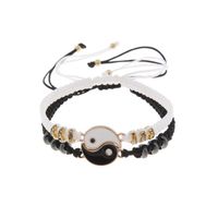 Pulsera 2 en 1 Ying Yang para parejas amigos Blanco-Dorado Negro