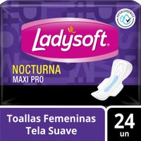 Toalla Higiénica Nocturna Ladysoft Tela Suave - Paquete 24 UN