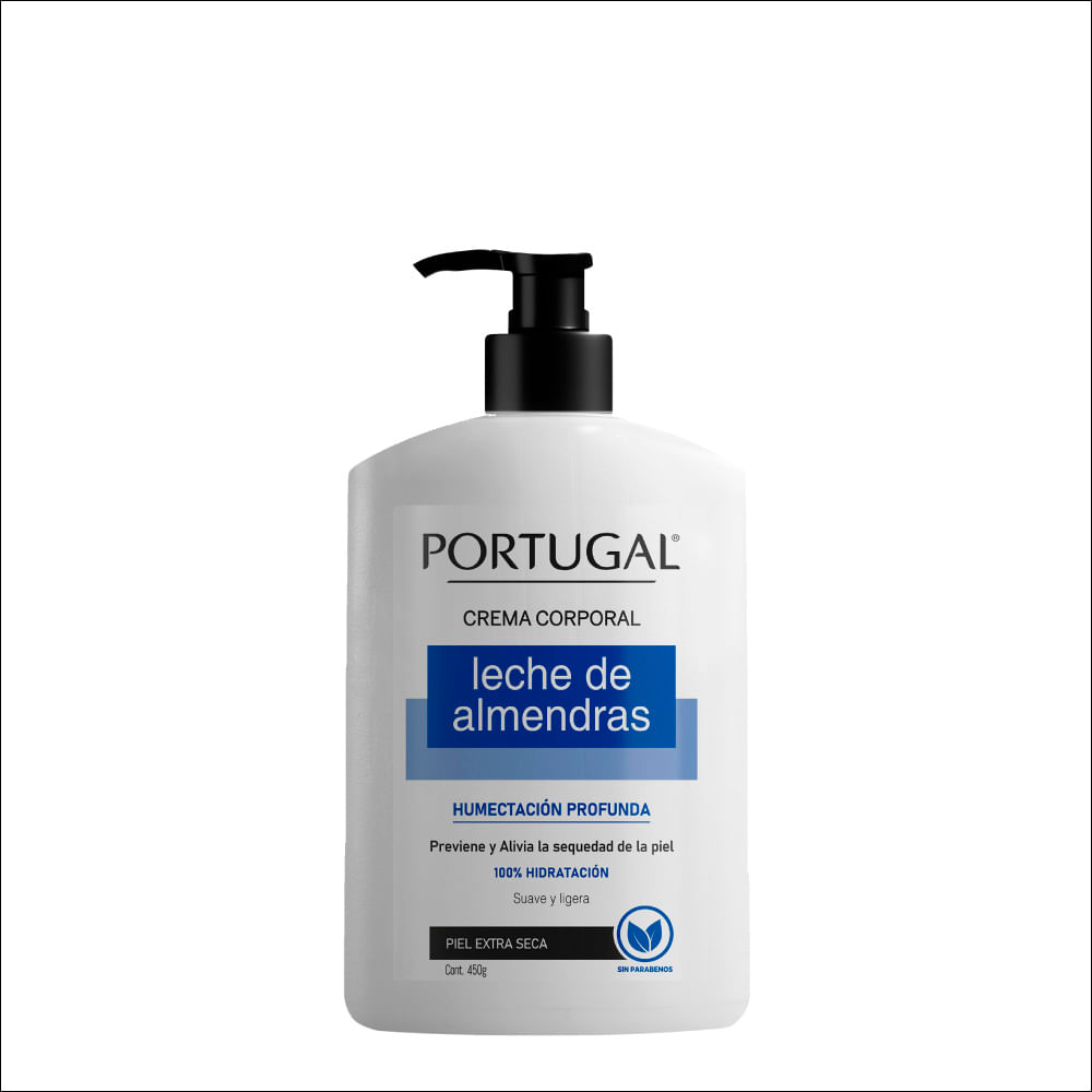 Crema Corporal Portugal Leche de Almendras Humecación Profunda - Frasco 450 G