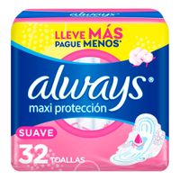 Toallas Higiénicas Always Suave Maxi Protección - Bolsa 32 UN
