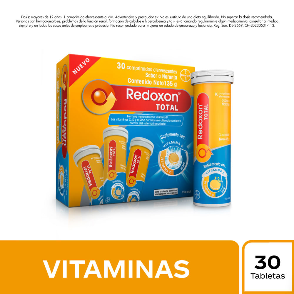 Redoxon Total Tableta Efervescente Sabor Naranja