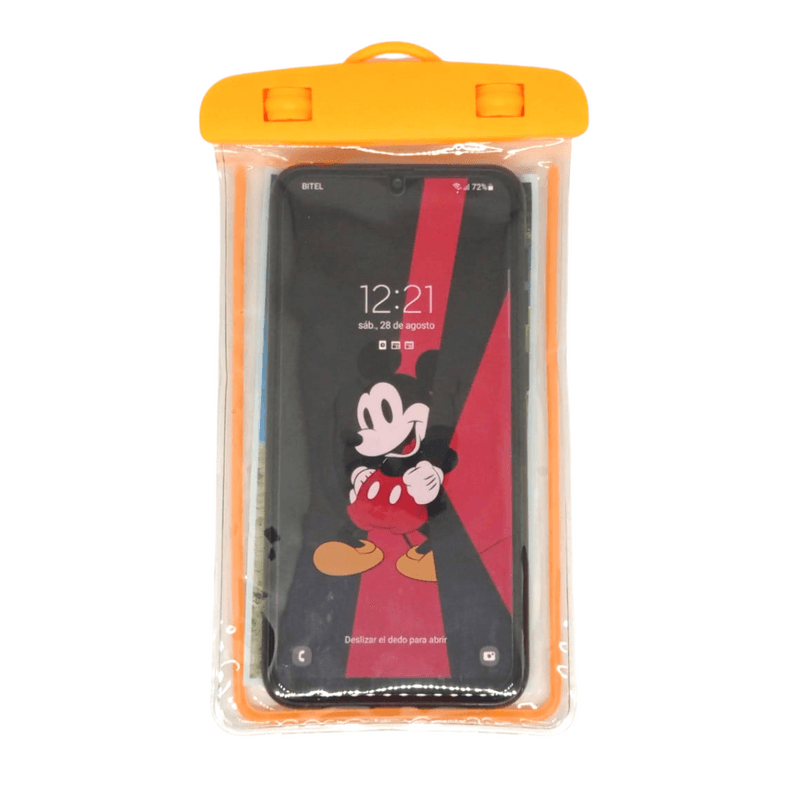 FUNDA BOLSA PROTECTORA DE AGUA PARA CELULAR NARANJA
