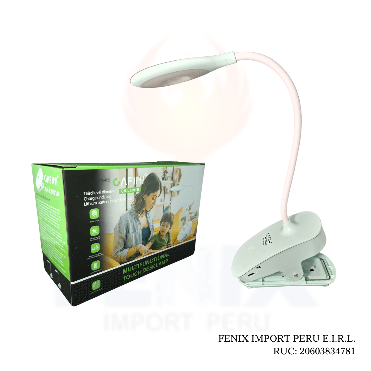 Lámpara De Escritorio Clip Táctil Multifuncional Cn-L3801b VERDE