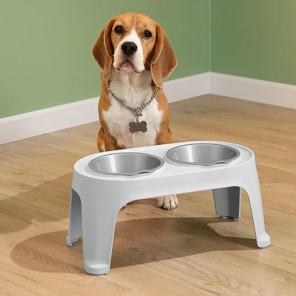 Comedero Alto P/Perros Medianos Gris Hielo - 70135005