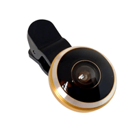 LENTE UNIVERSAL PARA CELULAR C/ CLIP FISHEYE OJO DE PEZ 235° DORADO