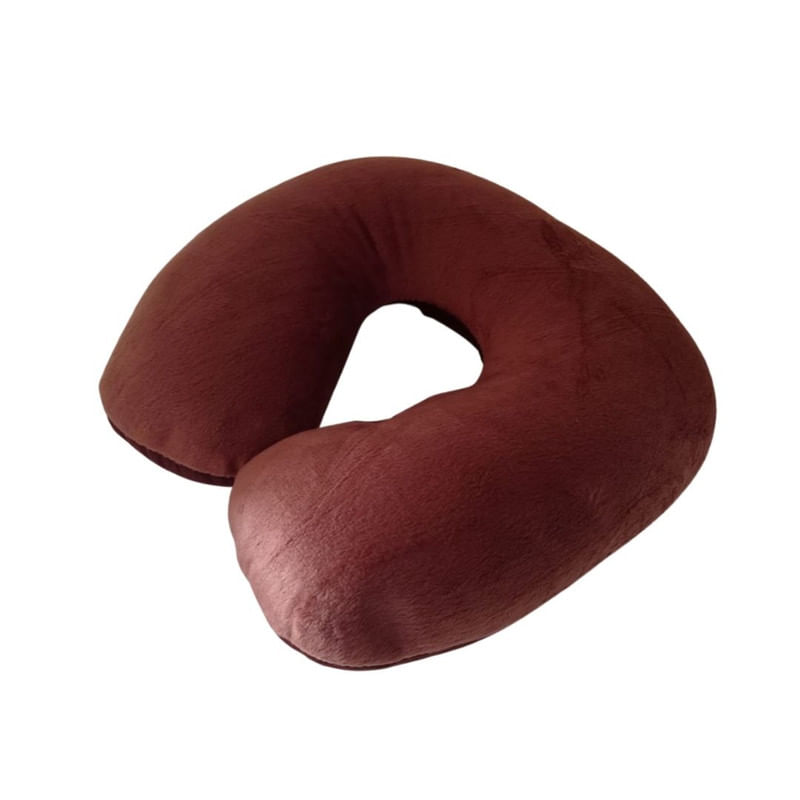 ALMOHADA COJIN PARA CUELLO EN U CON BOLITAS VISCOELÁSTICAS MARRON