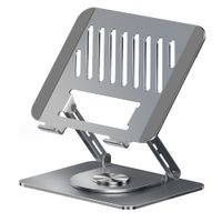 Soporte para laptop Teraware máx. 17"" abatible y rotatorio 360°, plateado