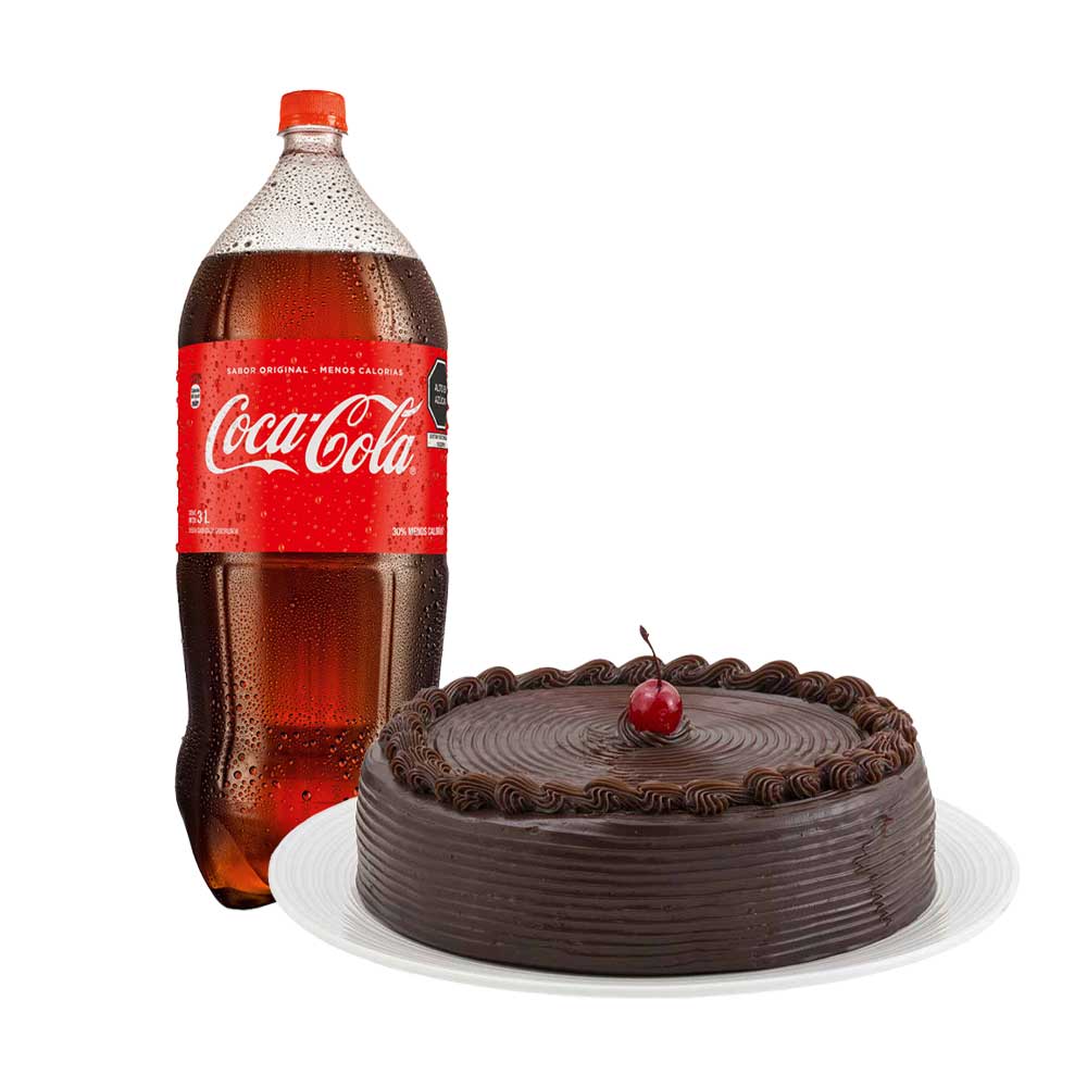 Pack Torta de Chocolate Mediana LA FLORENCIA 1un + Gaseosa COCA COLA Original Botella 3L