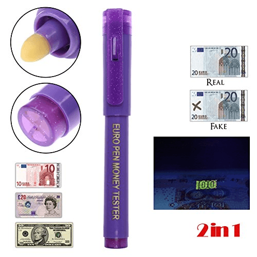 PLUMON CON LUZ UV DETECTOR DE BILLETES FALSOS SOLES, DÓLARES, ETC