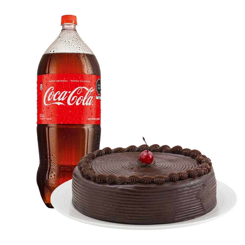 Pack Torta de Chocolate Mediana LA FLORENCIA 1un + Gaseosa COCA COLA Original Botella 3L