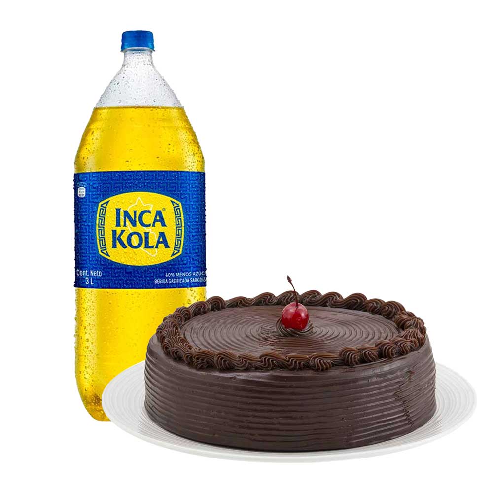 Pack Torta de Chocolate Mediana LA FLORENCIA 1un + Gaseosa INCA KOLA Sabor Original Botella 3L