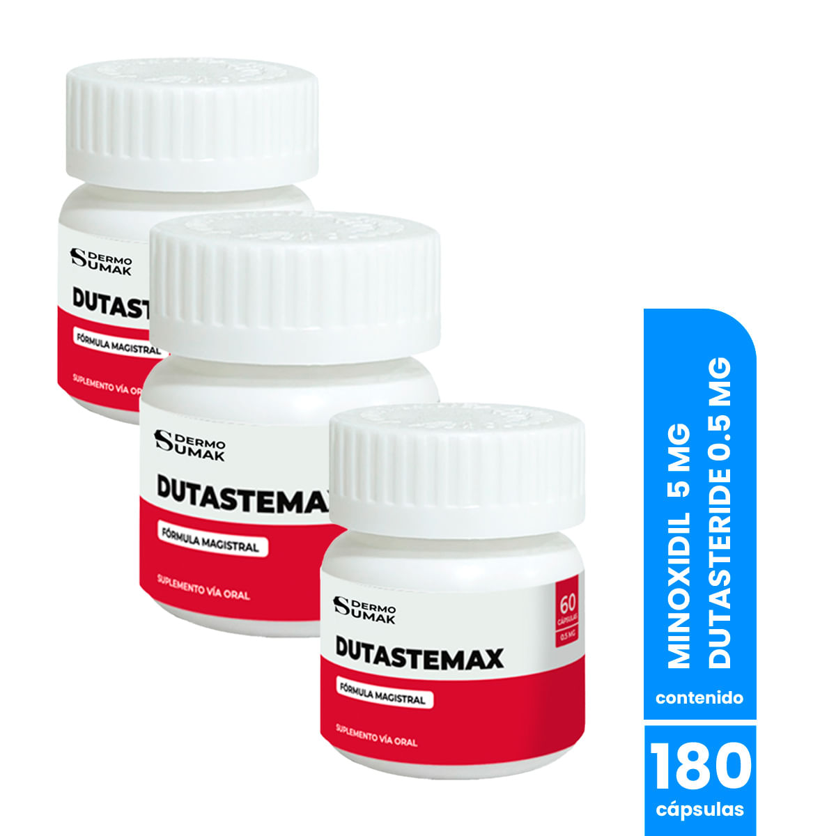 Minoxidil 5 Mg & Dutasteride 0.5 Mg X 60 Capsulas - Dermo Sumak 3Und