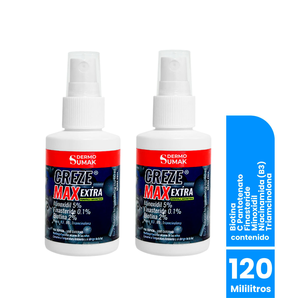 Loción Para El Crecimiento Del Cabello Creze Max Extra 60Ml - Dermo Sumak 2 Unid