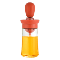 Botella Dispensador de Aceite con Cepillo de Silicona para Cocina Naranja