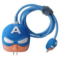 Funda Protectora de Silicona para Cargador 20W Iphone Capitan America Azul