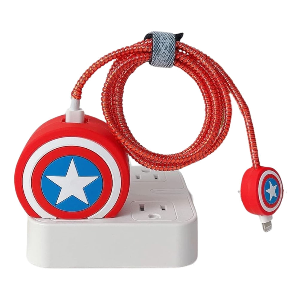 Funda Protectora de Silicona para Cargador 20W Iphone Escudo de Capitan America