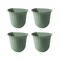 Set de 4 Cestas Maceta Multifuncional Colgante en forma de Flor Verde