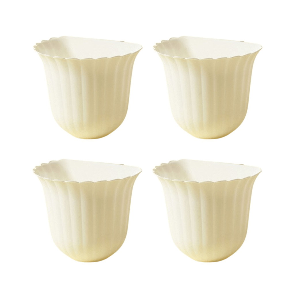 Set de 4 Cestas Maceta Multifuncional Colgante en forma de Flor Blanco