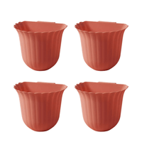 Set de 4 Cestas Maceta Multifuncional Colgante en forma de Flor Rosa