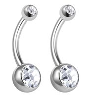 Set x 2 Piercings para ombligo plateado brillo