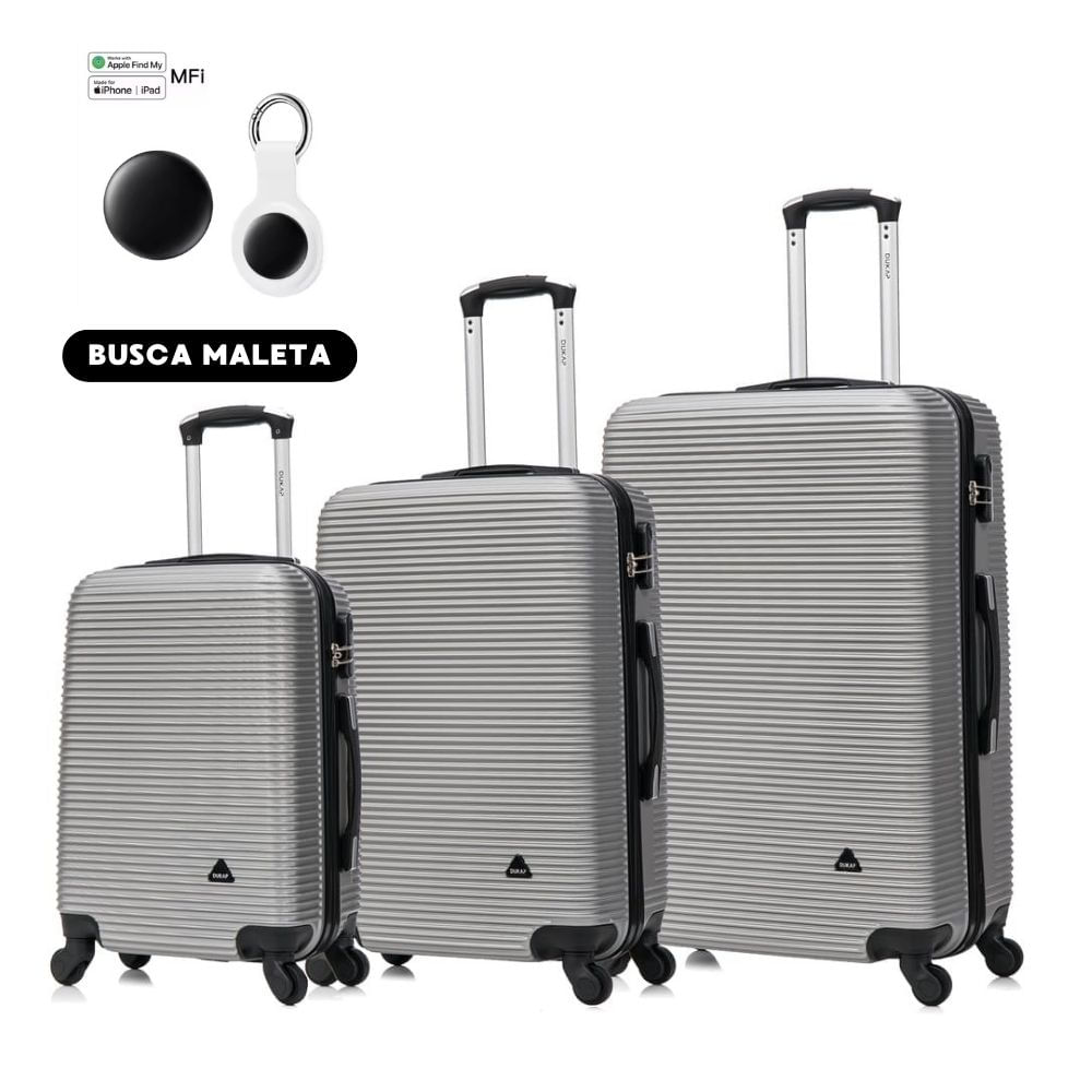 MALETAS DE VIAJE SET DE 3 ROYAL PLATA CON ITAG GPS PARA IPHONE