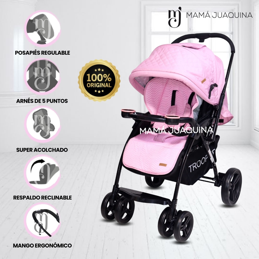 Coche Cuna Trooper De Lujo Rosa
