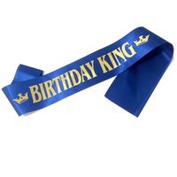 Banda cumpleaños para hombre Birthday King azul con dorado