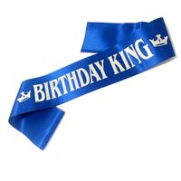 Banda cumpleaños para hombre Birthday King azul con plateado