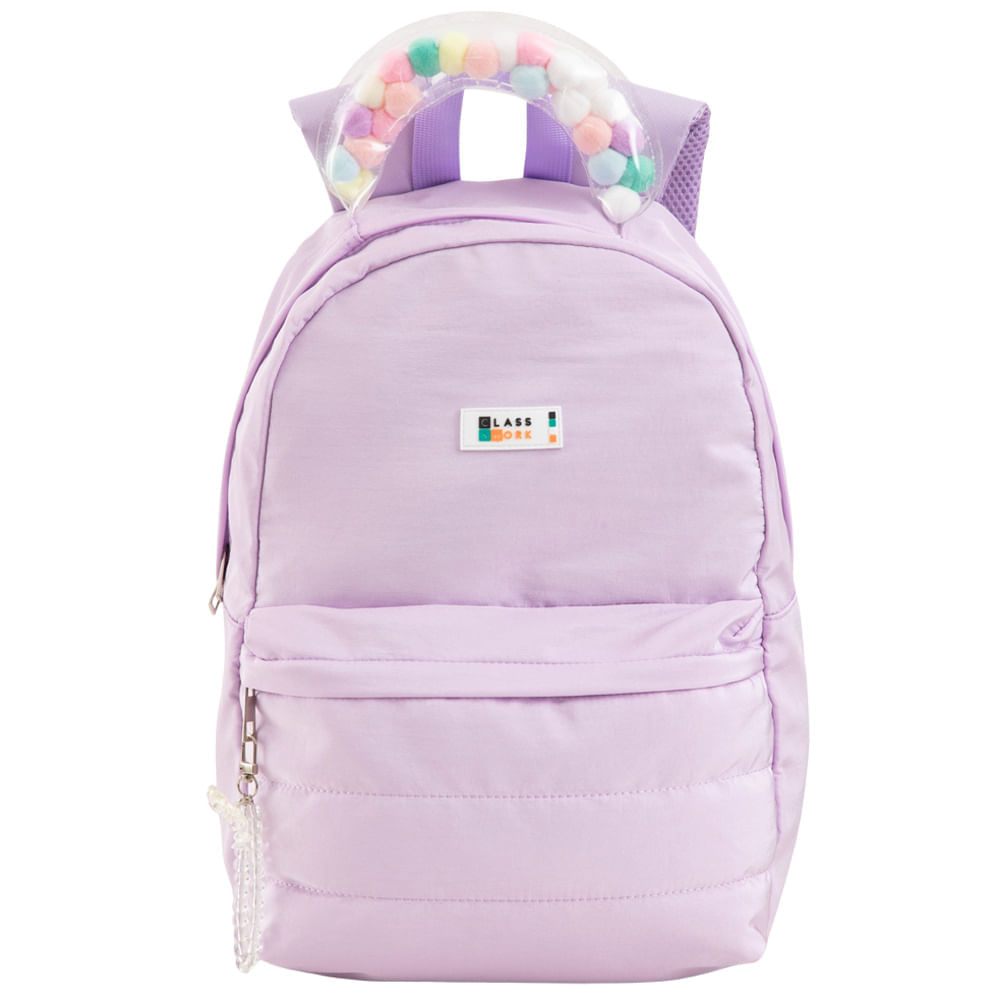 Mochila Pompones Asa Lila CLASS&WORK