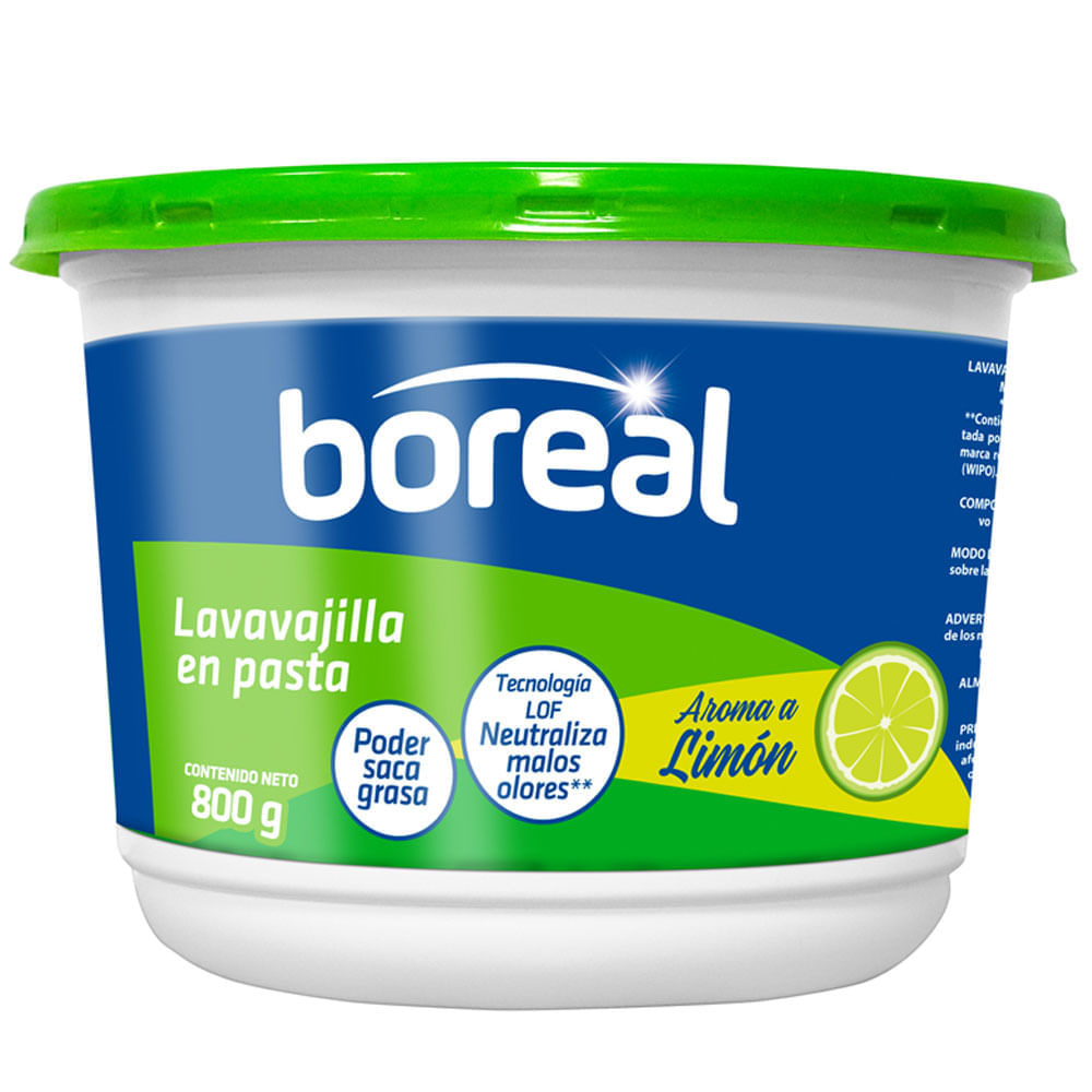 Lavavjilla en Pasta Boreal Aroma Limón Pote 800g