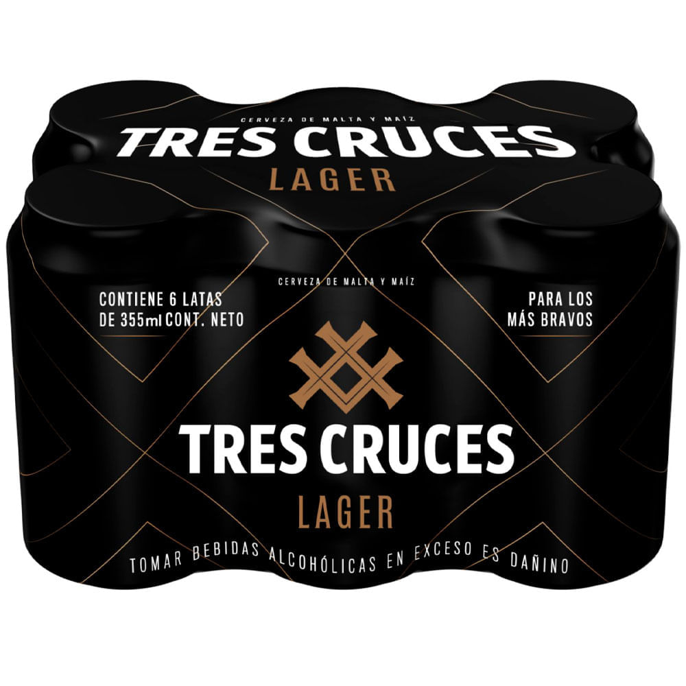 Cerveza TRES CRUCES Lager Lata 355ml Paquete 6un