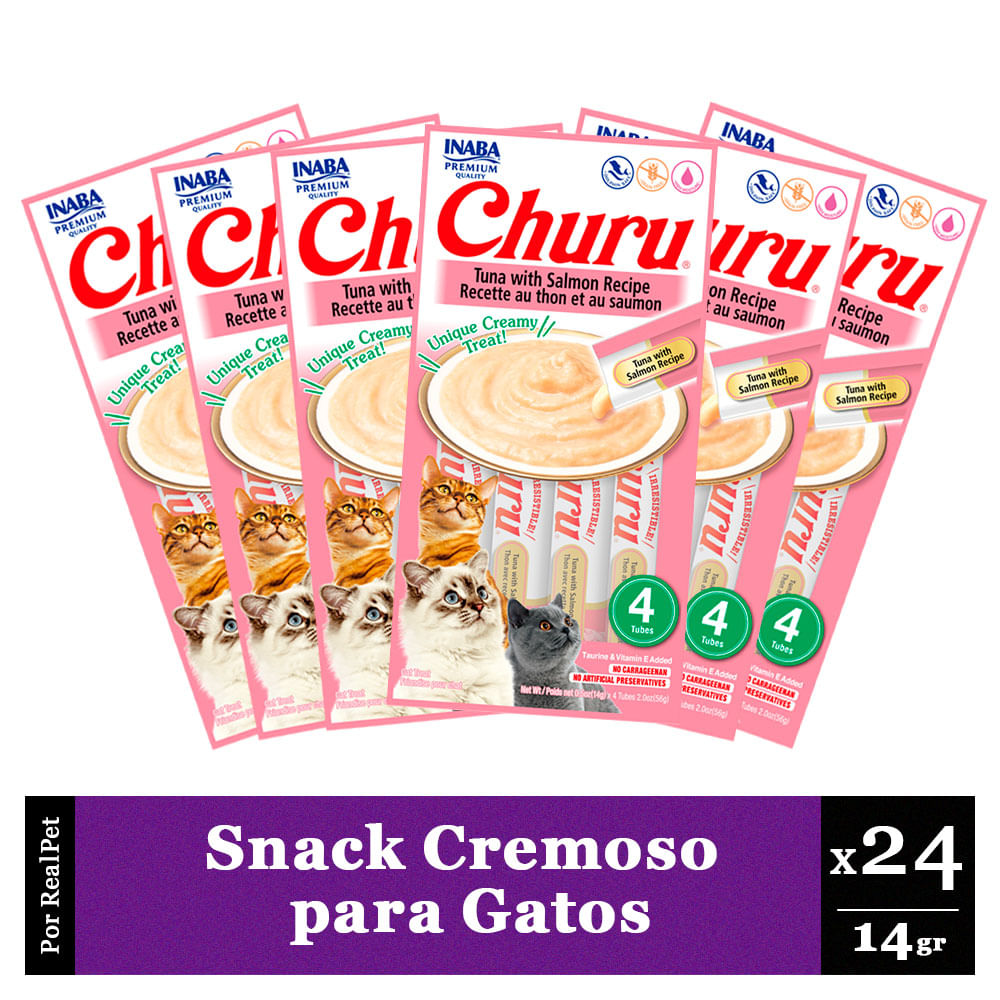 Snack Cremoso Gato Churu Sabor Atun y Salmon 24 x 14gr