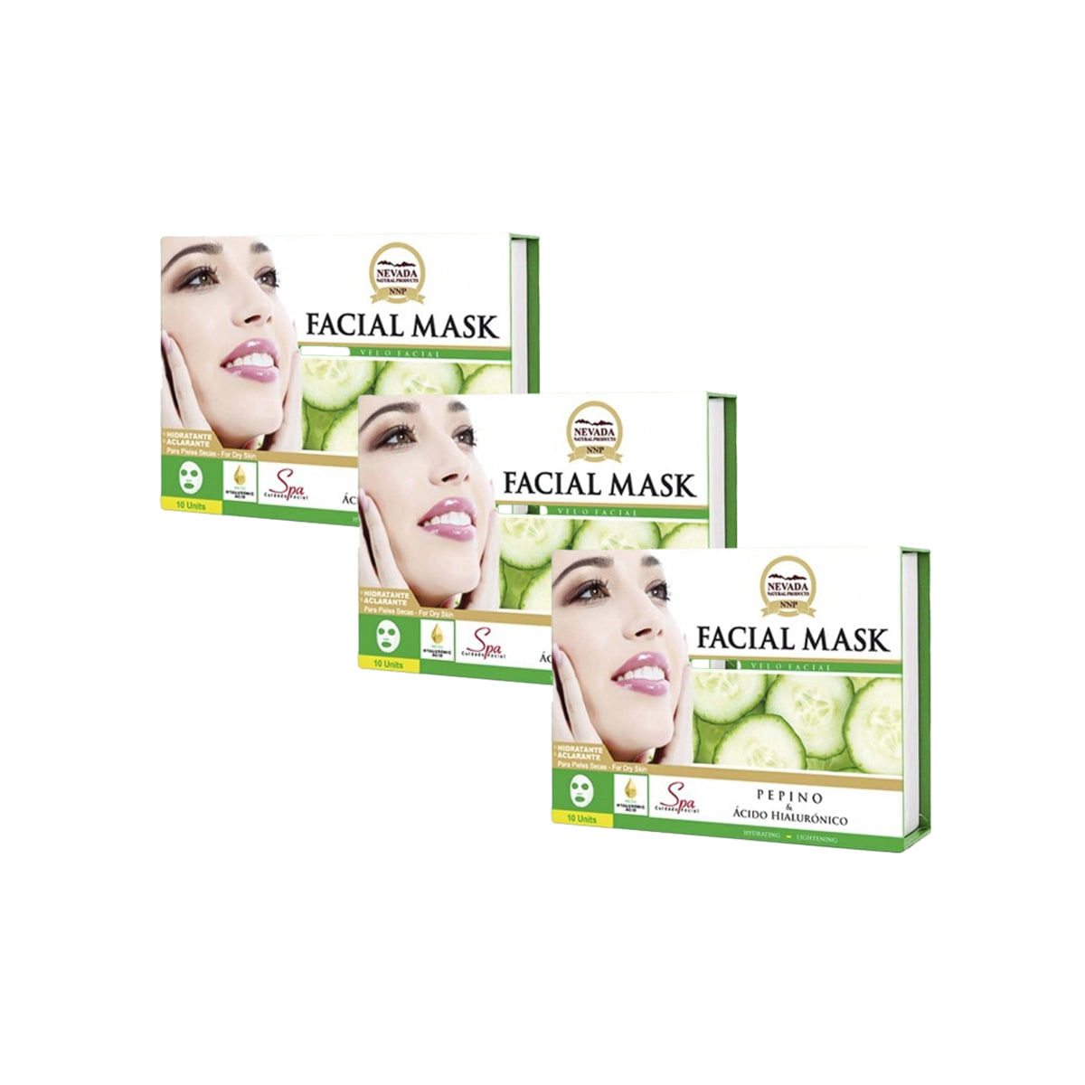 Mascarilla Pepino Y Ácido Hialurónico x 10unds - Nevada 3und