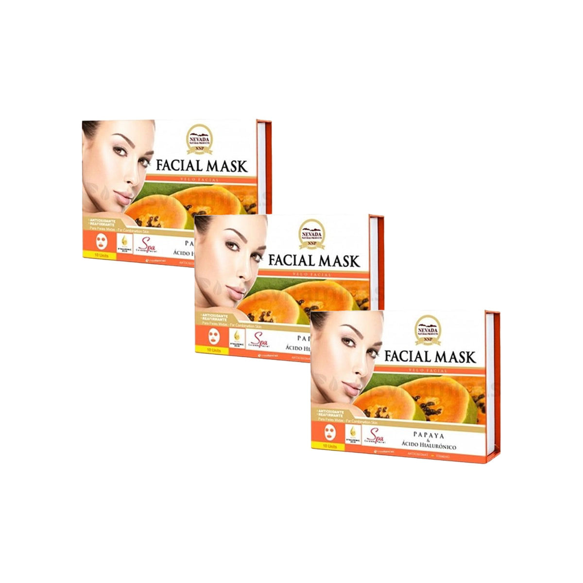 Mascarilla Papaya Y Ácido Hialurónico x10unds - Nevada 3und