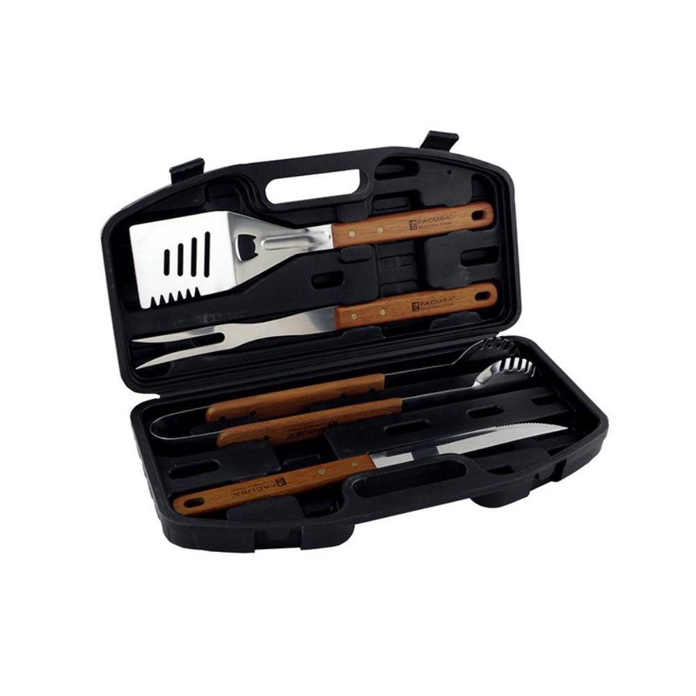 SET DE UTENSILIOS X 04 BBQ CON MALETIN PLAST - MEGA IMPORT