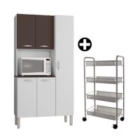COMBO Mueble Alacena de Cocina Melissa 91.5cm MDP Kits Paraná + Carrito para frutas y verduras Gris Naranja