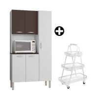 COMBO Mueble Alacena de Cocina Melissa 91.5cm MDP Kits Parana + Carrito organizador de cocinas 3N Blanco Naranja