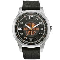 Reloj Bulova Harley Davidson 76A155 Edicion Limitada Acero Inoxidable Plateado Correa Cuero Negro
