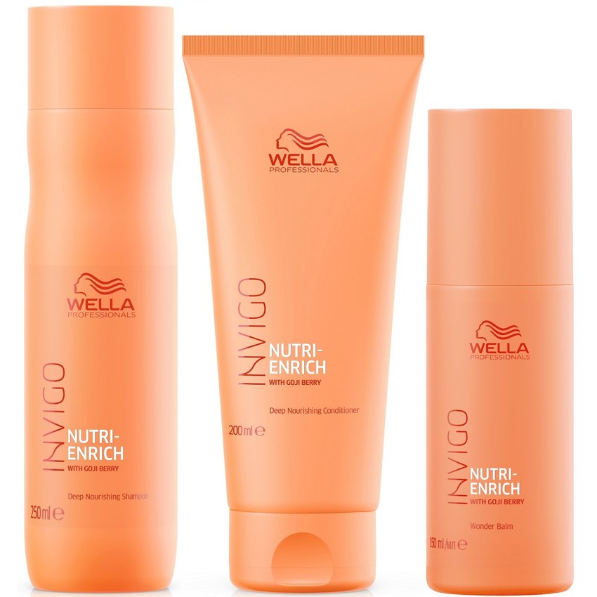 Shampoo 250ml + Acondicionador + Bálsamo Wella Invigo Nutri Enrich