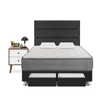 Dormitorio Polaris 2 Plazas Con Cajones + Veladores Forli Gris