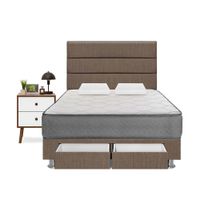 Dormitorio Polaris 2 Plazas Con Cajones + Veladores Forli Marrón