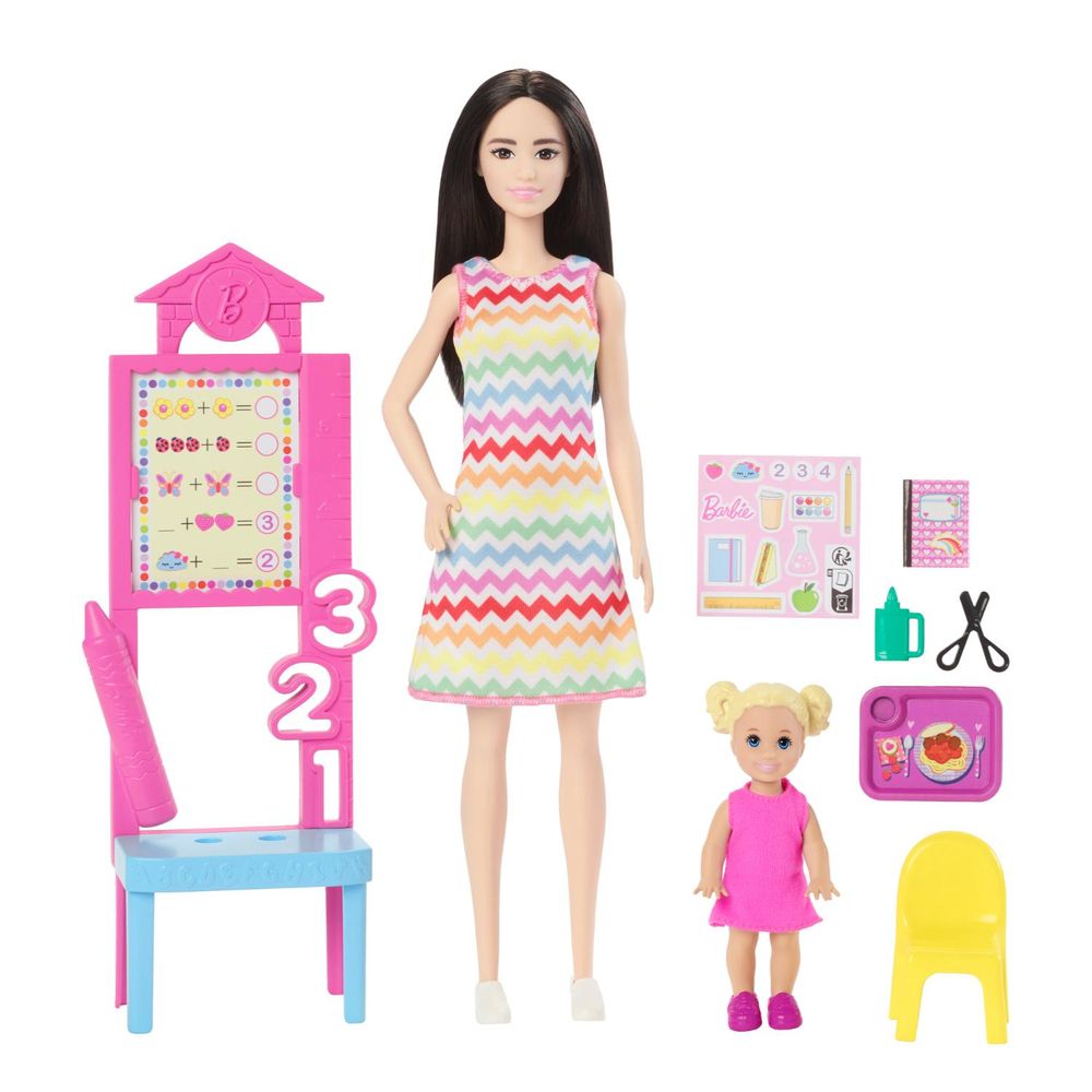 Muñeca Barbie Profesion Set Maestra Cabello Oscuro