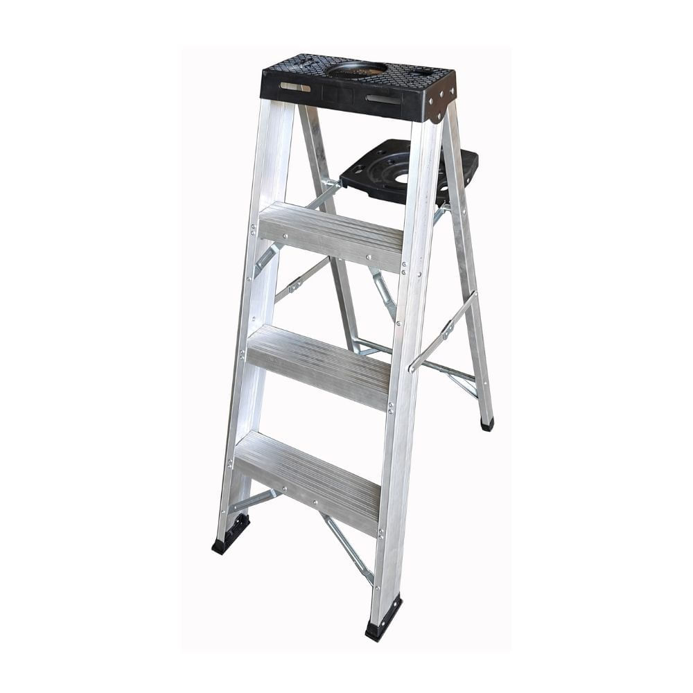 Escalera Tijera 4 Pasos Werken Aluminio Plata